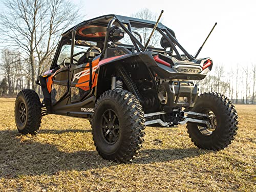 SuperATV Black Rear Receiver Hitch for 2018-2021 Polaris RZR XP Turbo S | 2019-2021 RZR XP 4 Turbo S | Fits Standard 2" Attachments | 3/16" Heavy-Duty Steel | Includes Cotter Pin and Hitch Pin