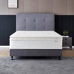queen size mattress - 14 inch cool memory foam & spring hybrid mattress with breathable cover - comfort plush euro pillow top - rolled in a box - oliver & smith