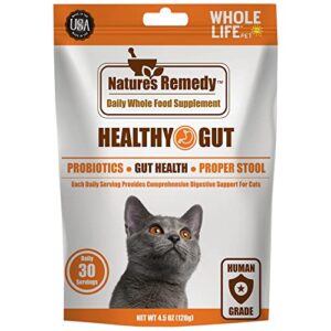whole life pet healthy gut daily supplement for cats – probiotics with pumpkin. helps digestion + stool formation. mixes in food or with water for hydrating snack