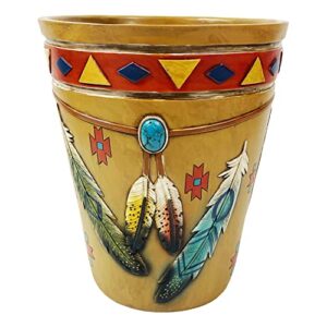 urbalabs indian feather and teal stone western rustic bathroom trash can office waste basket country decor rustic office garbage can cowboy gun decor bathroom decor man cave western waste