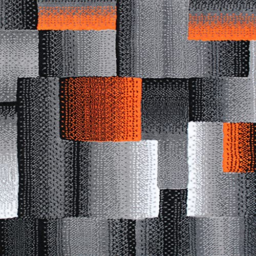 Flash Furniture Elio Collection Color Blocked Pattern Area Rug - High Pile Orange Olefin Rug - 2' x 3' Area Rug - Jute Backing - Hallway, Entryway, Bedroom