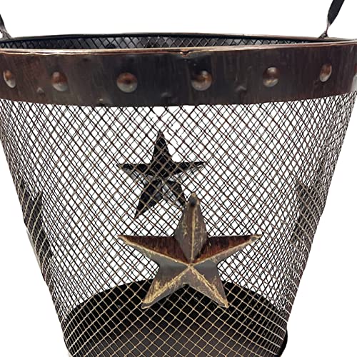 Urbalabs Rustic Lone Star Metal Bathroom Trash Can Office Western Waste Basket Country Wastebasket Office Wire Garbage Can Cowboy Gun Decor Bathroom Decor Cowboy Decor for Bathroom (Large)