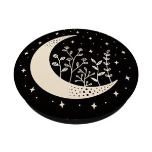 Cool Galaxy Moon Space Stars Sky Flower Aesthetic Black PopSockets Standard PopGrip