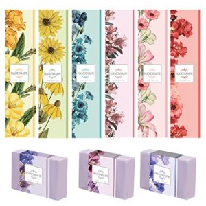 ph pandahall 9 styles floral wrap label tape, 90pcs flower soap paper wrapper vertical tags sleeves covers crafts tape band label for handmade soap lotion bars bath gift wrapping, 8.5x1.9 inch