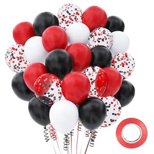 Black and Red Confetti Balloons, 60Pcs 12Inch Black and Red Confetti Party Balloons, Suitable for Graduation, Mother's Day, birthday, Wedding, Engagement, Corporate Events and Other Decorations.