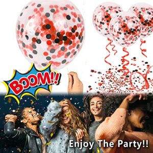 Black and Red Confetti Balloons, 60Pcs 12Inch Black and Red Confetti Party Balloons, Suitable for Graduation, Mother's Day, birthday, Wedding, Engagement, Corporate Events and Other Decorations.