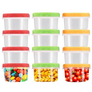 8oz/250ml small plastic containers with screw lid for food kids baby lunch snacks slime cup, lock in freshness, nutrients, & flavor, freezer & dishwasher friendly (8oz colour 12pcs)