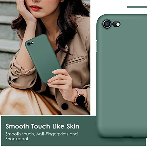 DTTOCASE for iPhone SE Case 2022/2020, iPhone 8 Case, iPhone 7 Case, Liquid Silicone Phone Case for iPhone SE 8 7 4.7 Inch, Colorful Silky-Soft Protective Cover for Girls Boys,and Women,Midnight Green