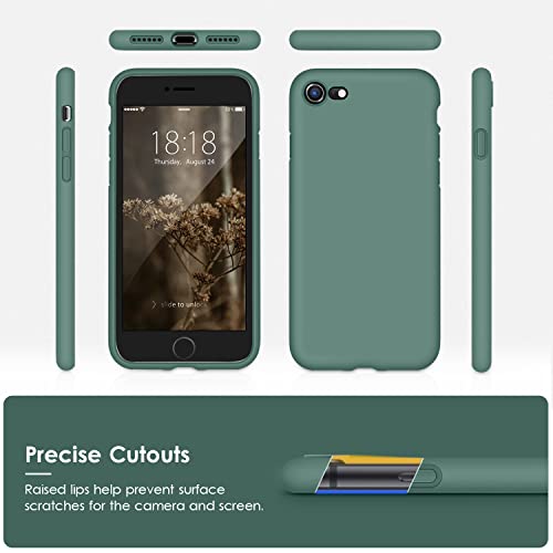 DTTOCASE for iPhone SE Case 2022/2020, iPhone 8 Case, iPhone 7 Case, Liquid Silicone Phone Case for iPhone SE 8 7 4.7 Inch, Colorful Silky-Soft Protective Cover for Girls Boys,and Women,Midnight Green