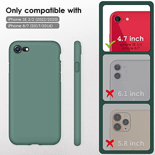DTTOCASE for iPhone SE Case 2022/2020, iPhone 8 Case, iPhone 7 Case, Liquid Silicone Phone Case for iPhone SE 8 7 4.7 Inch, Colorful Silky-Soft Protective Cover for Girls Boys,and Women,Midnight Green