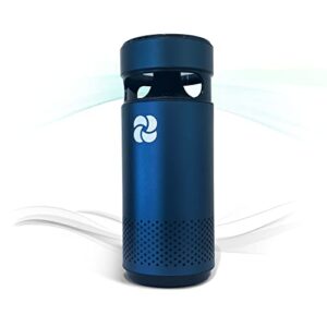 kiki pure m1 uv & 3 stage h13 hepa air purifier. sleek aluminum design, ultra quiet & portable, 6.7in tall, 10 oz. ideal for travel, in-car, or the office.