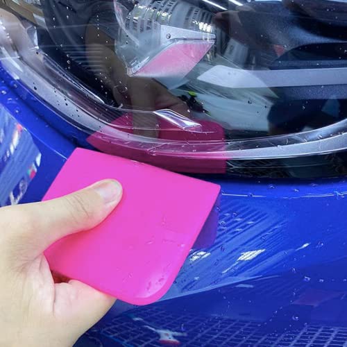 TPU Squeegee 3 in 1 Different Sizes for Car Anti-Scratch Rubber Scraper & Vinyl Wrap & Car Window Glass Tinting PPF Coating Windshield Squeegees 3pcs (Pink), TPUS001