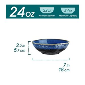 vancasso Starry 24oz Cereal bowls, Set of 4 Porcelain Pasta Bowls Lead-free Soup Bowls, Blue Bowl for Kitchen, Ceramic Bowls for Cereal Soup Oatmeal Salad, Dishwasher & Microwave Safe