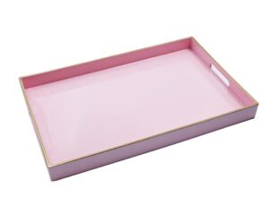 decorative tray, marbling plastic tray with handles, rectangular vanity tray and serving tray for bathroom, kitchen, ottoman and coffee table (rectangle, pink)