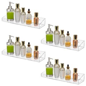 yestbuy acrylic floating wall display shelves，clear bathroom shelves, wall mounted non drilling thick clear storage, display shelves