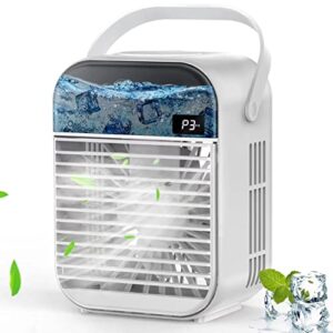 tocool portable air conditioner fan, mini evaporative cooler, personal air conditioner small air cooler quiet desk fan humidifier misting fan for small room bedroom home office, white, ‎af1