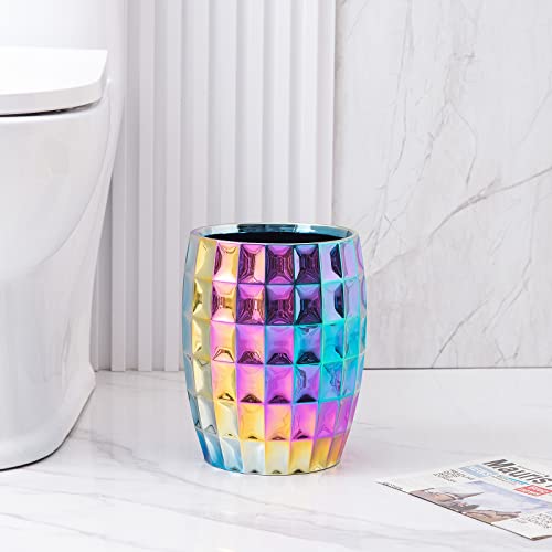 LiveHouse Decorative Round Small Trash Can Wastebasket, Garbage Container Bin for Bathrooms, Powder Rooms, Kitchens, Home Offices-Gold