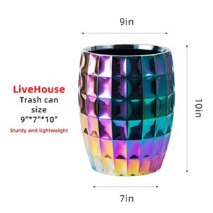 LiveHouse Decorative Round Small Trash Can Wastebasket, Garbage Container Bin for Bathrooms, Powder Rooms, Kitchens, Home Offices-Gold