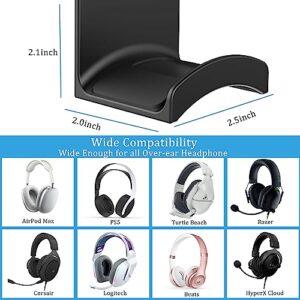 SOKUSIN Headphone Stand Headset Holder - Adhesive Gaming Earphones Hanger, Universal Desk Wall Mount Hook for All Headphone/Controller, Compatible with Beats, AirPods Max,Sony, JBL (Black)