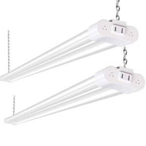 Hykolity 2 Pack 4FT Linkable LED Shop Light for Garage, 4400lm, 4FT 42W Utility Light Fixture, 5000K Daylight LED Workbench Light with Plug, Hanging or Surface Mount, White - ETL