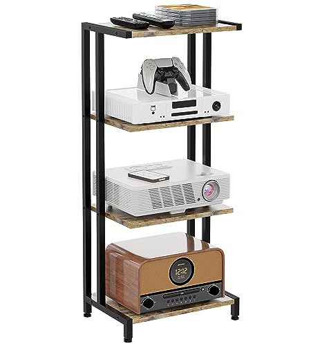 X-cosrack 4-Tier AV Media Stand Corner Shelf Wooden Corner Shelves Component Cabinet Stereo Audio Rack Stand Tower Perfect for DVD Players:Game Console:TV Box:Cable Box:Xbox:WiFi Router