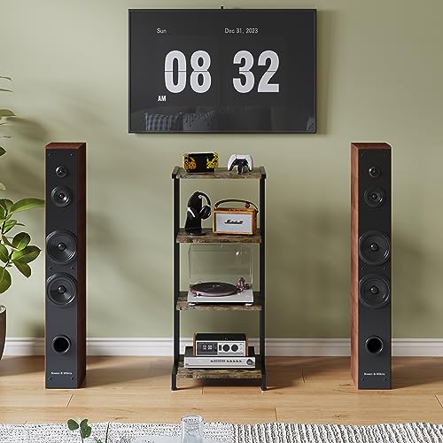 X-cosrack 4-Tier AV Media Stand Corner Shelf Wooden Corner Shelves Component Cabinet Stereo Audio Rack Stand Tower Perfect for DVD Players:Game Console:TV Box:Cable Box:Xbox:WiFi Router