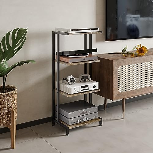 X-cosrack 4-Tier AV Media Stand Corner Shelf Wooden Corner Shelves Component Cabinet Stereo Audio Rack Stand Tower Perfect for DVD Players:Game Console:TV Box:Cable Box:Xbox:WiFi Router