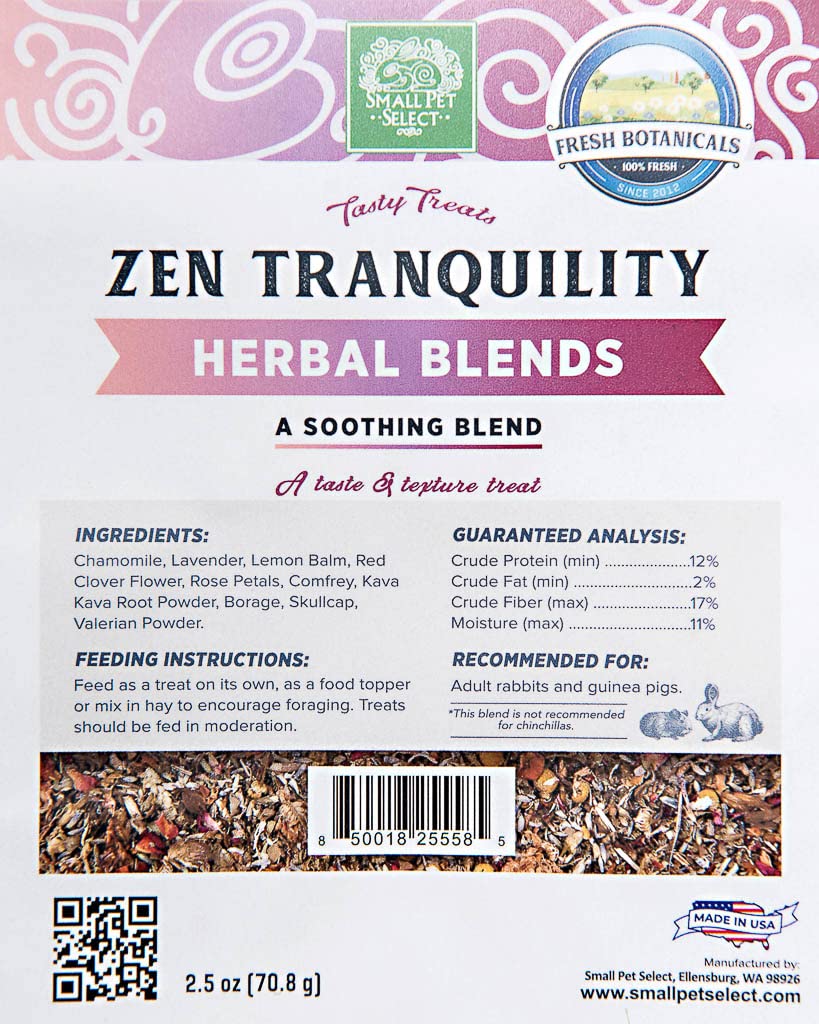 Small Pet Select - Zen Tranquility Herbal Blend, a Natural Herbal Treat for Rabbits and Guinea Pigs, 2.5oz