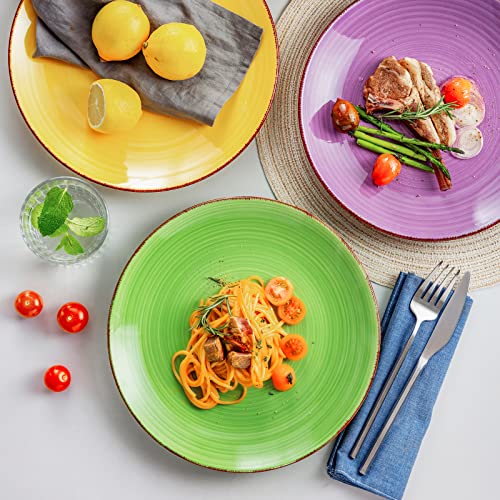 vancasso Bonita Dinner Plates, 10.5 Inch Ceramic Plates, Microwave, Oven and Dishwasher Safe Plates Set of 6 - Assorted Colors