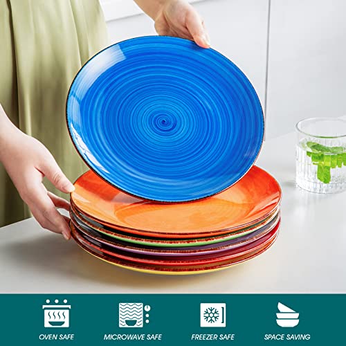 vancasso Bonita Dinner Plates, 10.5 Inch Ceramic Plates, Microwave, Oven and Dishwasher Safe Plates Set of 6 - Assorted Colors