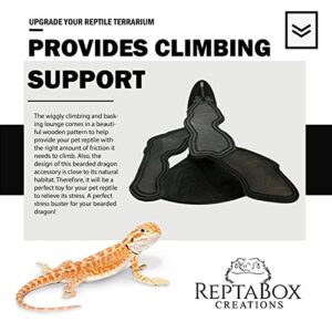 Reptabox Creations Wiggly Bearded Dragon Climbing & Basking Perch| Ideal Crested Gecko, Leopard Gecko Tank Accessory | Bearded Dragon Platform with Adjustable Wooden Planks for Reptile Keepers