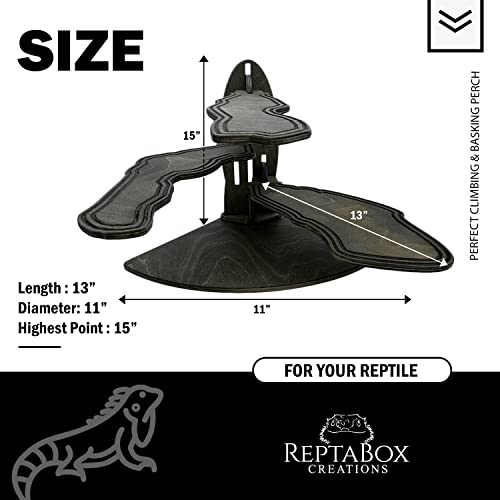 Reptabox Creations Wiggly Bearded Dragon Climbing & Basking Perch| Ideal Crested Gecko, Leopard Gecko Tank Accessory | Bearded Dragon Platform with Adjustable Wooden Planks for Reptile Keepers