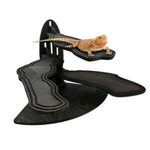 Reptabox Creations Wiggly Bearded Dragon Climbing & Basking Perch| Ideal Crested Gecko, Leopard Gecko Tank Accessory | Bearded Dragon Platform with Adjustable Wooden Planks for Reptile Keepers