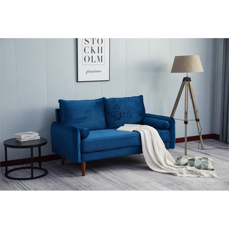 Kingway Furniture Baron Velvet Living Room Loveseat in Blue