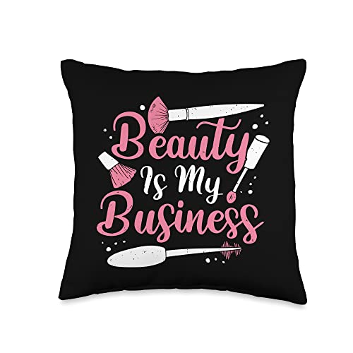 Beauty Salon Esthetician Apparel Beauty is My Business Design for a Make-Up Artist Throw Pillow, 16x16, Multicolor