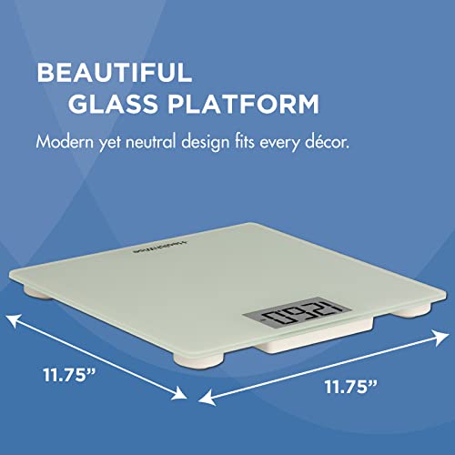 HealthWise Digital Weight Scale | 438 lbs / 199 kg Capacity | Tempered Glass Auto-On | Quick, Accurate Body Weight Measurements | Measurement Modes: LBS, KG or ST