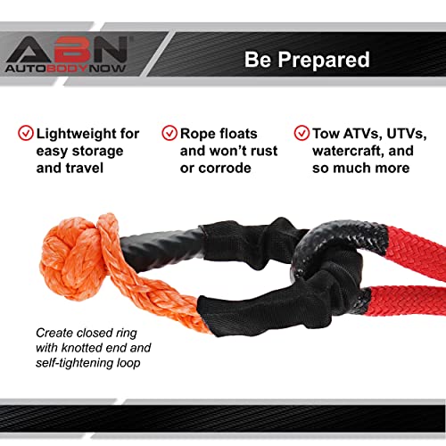 ABN Synthetic Soft Shackles for Tow Straps - 2pk 43,000lb Capacity Towing Strap 22in Recovery Ropes Ties for Off Road