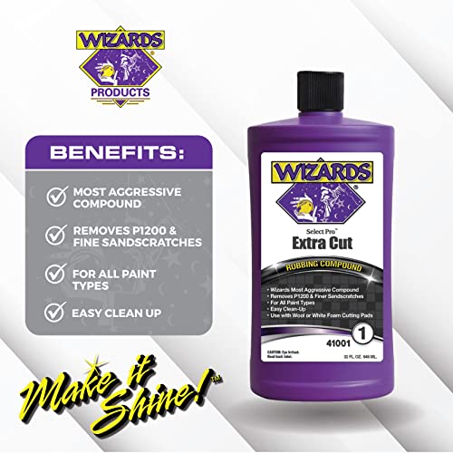 Wizards Select Pro Extra Cutting Compound Step 1 Perfect Match - Car Scratch Remover with Aggressive Cutting Action - Best Used With Wool or White Foam - Safe to Use During Car Paint Scratch Repair