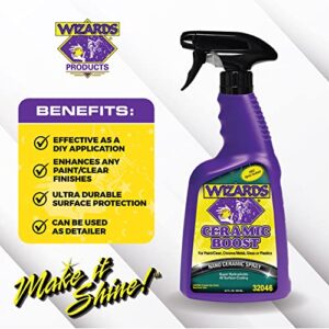 Wizards Ceramic Boost - Comprehensive SiO2-Based Ceramic Coating For Vehicle Detailing Supplies - Ceramic Coating For Cars - Easy to Use Car Care Tool - Ceramic Paint Protective Spray - 22 oz