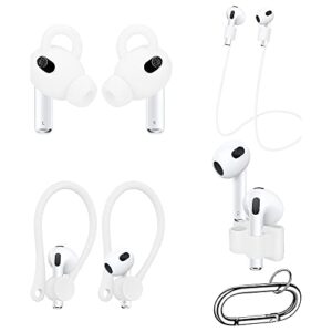 saharacase silicone accessories kit for apple airpods 3 (2021 3rd generation) [rugged] full body protection antislip grip slim fit (white)