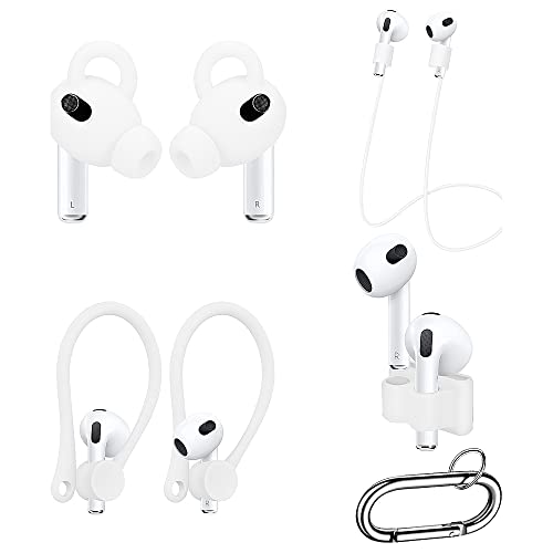 SaharaCase Silicone Accessories Kit for Apple AirPods 3 (2021 3rd Generation) [Rugged] Full Body Protection Antislip Grip Slim Fit (White)