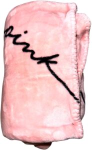victoria's secret pink sherpa blanket chalk rose black love pink logos