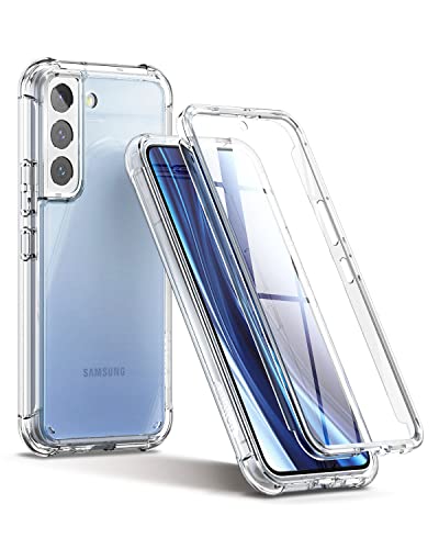 SURITCH for Samsung Galaxy S22 Clear Case 6.1" (Only), [Built-in Screen Protector] Full Body Protective Hard Shell+Soft TPU Phone Case for Samsung S22 -(Full Clear)