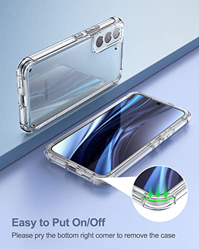 SURITCH for Samsung Galaxy S22 Clear Case 6.1" (Only), [Built-in Screen Protector] Full Body Protective Hard Shell+Soft TPU Phone Case for Samsung S22 -(Full Clear)