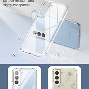 SURITCH for Samsung Galaxy S22 Clear Case 6.1" (Only), [Built-in Screen Protector] Full Body Protective Hard Shell+Soft TPU Phone Case for Samsung S22 -(Full Clear)