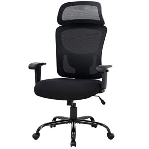 bestoffice ergonomic office 400lbs wide seat executive desk lumbar support adjustable armrest headrest high back mesh computer rolling swivel task chair(black)