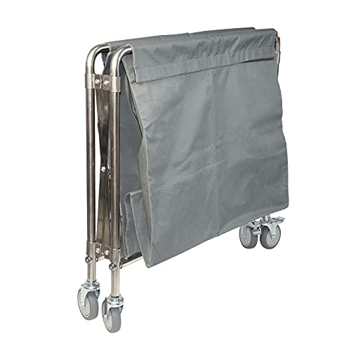 MYOYAY Laundry Sorter Cart with Wheels Collapsible Laundry Hamper Basket Trolley Foldable Commercial Rolling Laundry Cart with Steel Frame and Waterproof Lining for Home/Hotel/Hospital