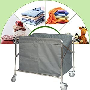 MYOYAY Laundry Sorter Cart with Wheels Collapsible Laundry Hamper Basket Trolley Foldable Commercial Rolling Laundry Cart with Steel Frame and Waterproof Lining for Home/Hotel/Hospital