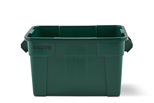 Rubbermaid Commercial Products Brute Tote Storage Container with Lid-Included, 20-Gallon, Dark Green, Rugged/Reusable Boxes for Moving/Camping/Storing in Garage/Basement/Attic/Jobsite/Truck