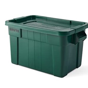 Rubbermaid Commercial Products Brute Tote Storage Container with Lid-Included, 20-Gallon, Dark Green, Rugged/Reusable Boxes for Moving/Camping/Storing in Garage/Basement/Attic/Jobsite/Truck